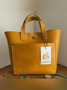Portland Leather Goods Yellow-Orange Mini Snap Crossbody Bag ✨Unicorn Color✨ NWT
